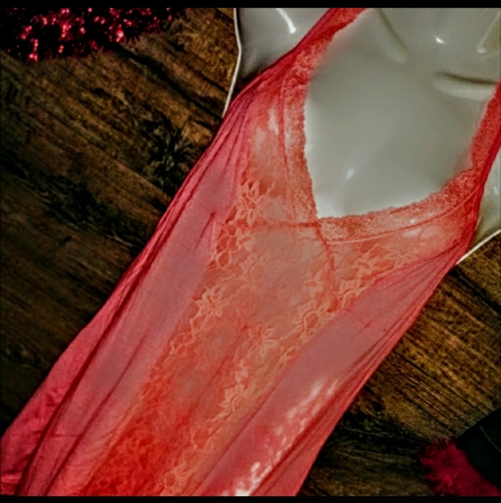 Victoria's Secret Nightie Size S Coral Lace Panel - Picture 8 of 11